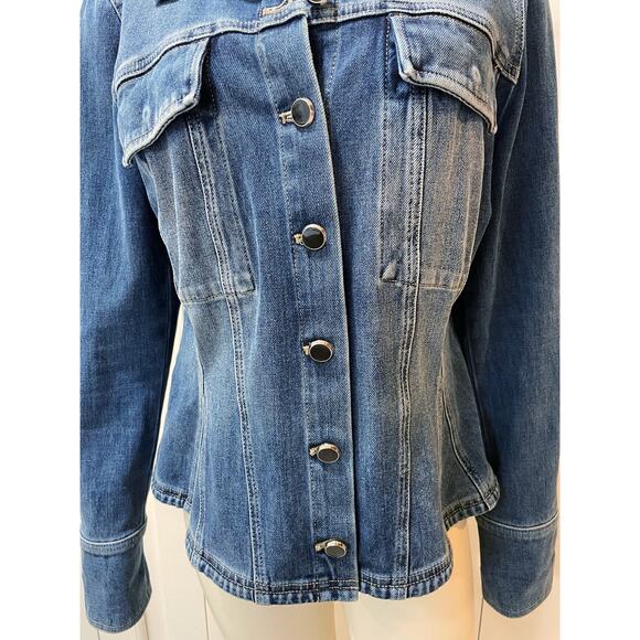 White House Black Market Fit and Flare Denim Shacket Jacket Large - Picture 9 of 12